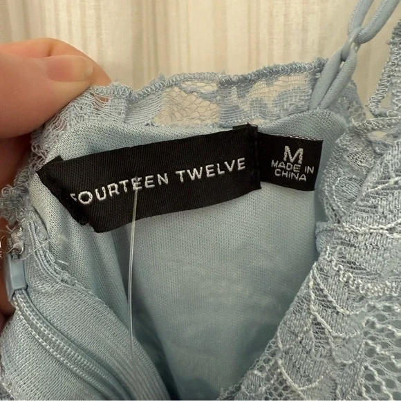 NWT🌀 Fourteen Twelve light blue lace babydoll mini dress - Picture 5 of 10